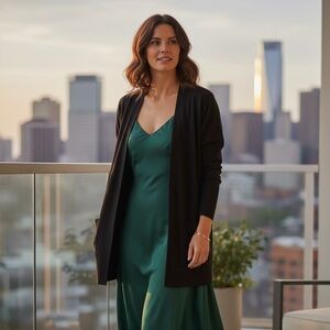 EXCLUSIVELY MISOOK LONG BLACK KNIT CARDIGAN JACKET SZ M